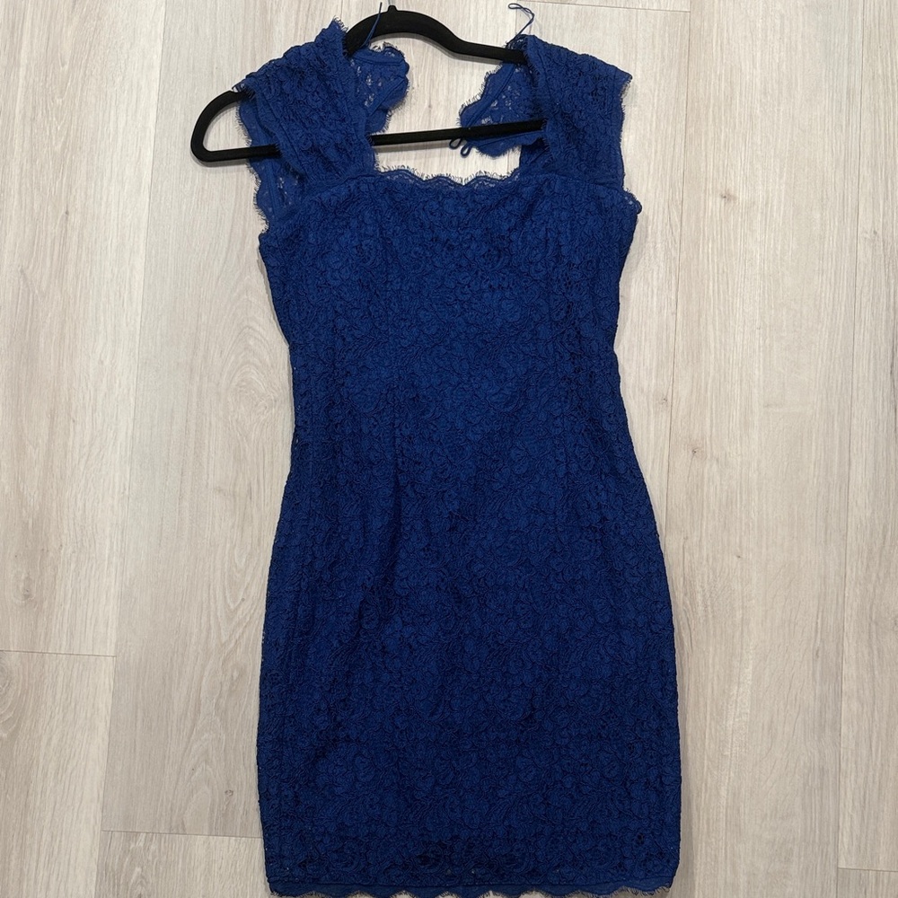 Adrianna Papell Royal Blue Lace Mini Dress